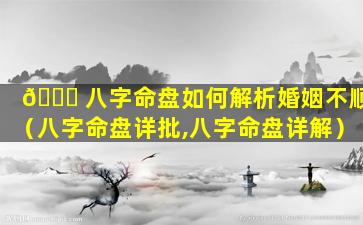 🐒 八字命盘如何解析婚姻不顺（八字命盘详批,八字命盘详解）